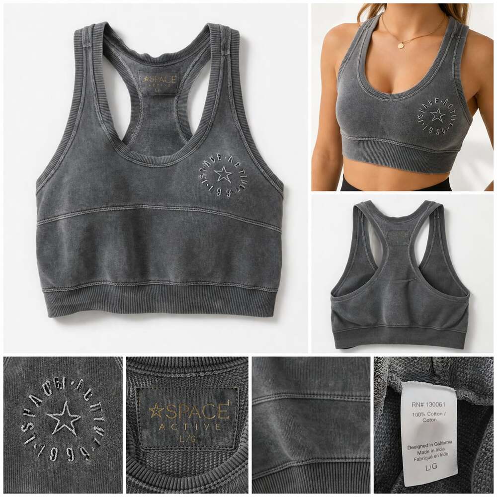 L*Space Active Mineral Wash Cotton Racerback Sports Bra